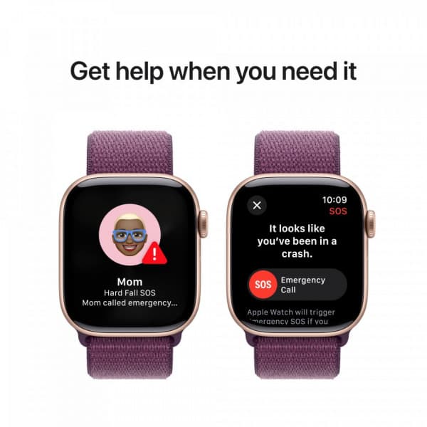 Apple Watch Series 10 (GPS) 42 mm roséguldfärgad aluminiumhölje och blålila Sport Loop-armband (MWWK3)