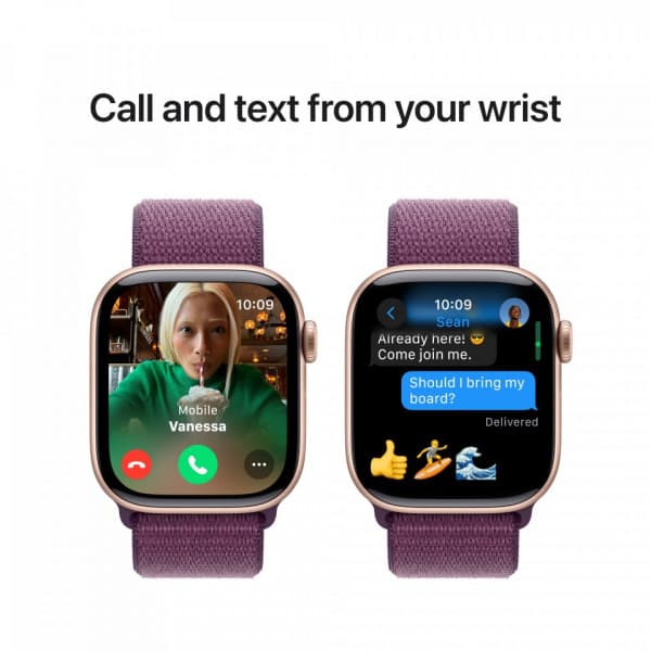 Apple Watch Series 10 (GPS) 42 mm roséguldfärgad aluminiumhölje och blålila Sport Loop-armband (MWWK3)