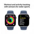 Miniatyrbild 4 av 9: Apple Watch Series 10 (GPS + Cellular) 46 mm silver aluminiumboett och jeansblå sportarmband, M/L (MWY13)