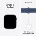 Miniatyrbild 9 av 9: Apple Watch Series 10 (GPS + Cellular) 46 mm silver aluminiumboett och jeansblå sportarmband, M/L (MWY13)