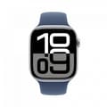 Miniatyrbild 2 av 9: Apple Watch Series 10 (GPS + Cellular) 46 mm silver aluminiumboett och jeansblå sportarmband, M/L (MWY13)