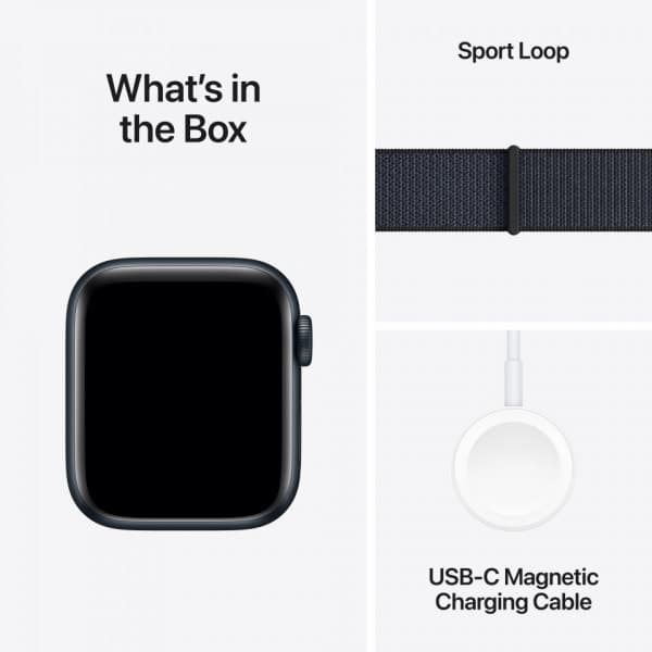 Apple Watch SE (GPS) 40 mm midnatt aluminiumhölje och bläckfärgad Sport Loop-armband (MXEA3)