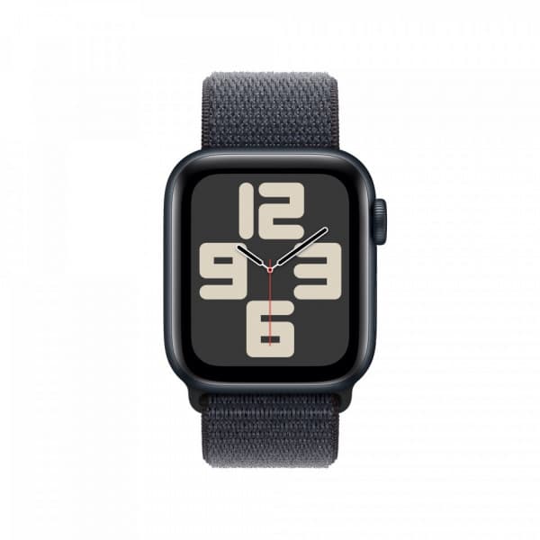 Apple Watch SE (GPS) 40 mm midnatt aluminiumhölje och bläckfärgad Sport Loop-armband (MXEA3)