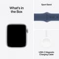 Pikkukuva 7 / 7: Apple Watch SE (GPS) 44 mm hopea alumiinikuori ja farkunsininen urheiluranneke, S/M (MXEQ3)