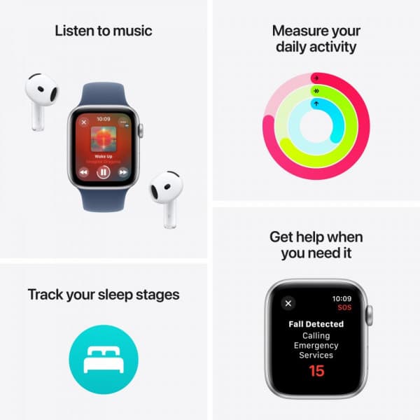 Apple Watch SE (GPS) 40 mm stjärnvitt aluminiumfodral och sjögrön Sport Loop-översnodd (MXEH3)