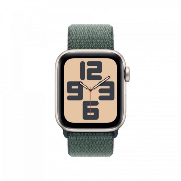 Apple Watch SE (GPS) 40 mm stjärnvitt aluminiumfodral och sjögrön Sport Loop-översnodd (MXEH3)