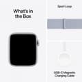 Pikkukuva 7 / 7: Apple Watch SE (GPS) 44 mm hopea alumiinikuori ja sinertävä Sport Loop -ranneke (MXET3)