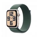 Pikkukuva 1 / 7: Apple Watch SE (GPS) 44 mm tähtivalkea alumiinikuori ja lammenvihreä Sport Loop -ranneke (MXEW3)