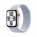 Miniatyrbild 1 av 7: Apple Watch SE (GPS + Cellular) 44 mm silver aluminiumkropp och blåaktigt Sport Loop-armband (MXGR3)