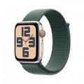 Miniatyrbild 1 av 7: Apple Watch SE (GPS + Cellular) 44 mm stjärnvit aluminiumhölje och dammgrön Sport Loop-armband (MXGV3)
