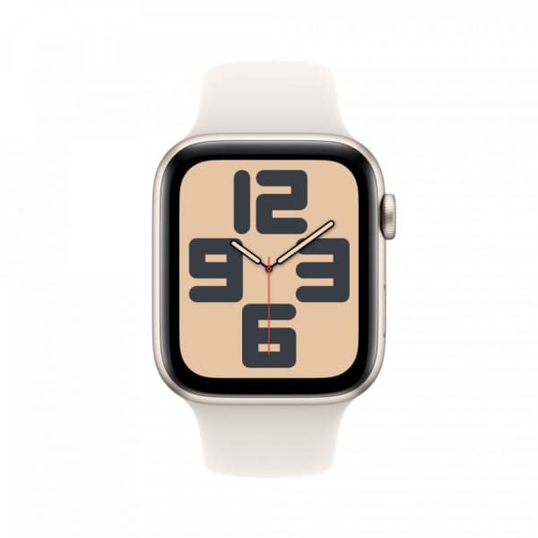Apple Watch SE (GPS + Cellular) 44 mm stjärnvit aluminiumboett och stjärnvit sportarmband, M/L (MXGU3)