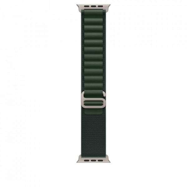 Apple Watch 49 mm mörkgrön Alpine-armband, stor, naturtitan