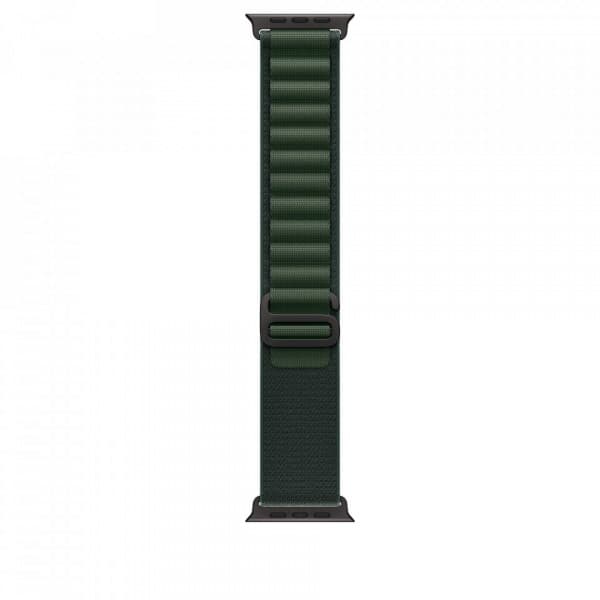 Apple Watch 49 mm mörkgrön Alpine-armband, medelstor, svart titan