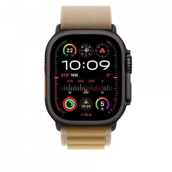 Apple Watch 49 mm saharafärgad Alpine-armband, liten, svart titan