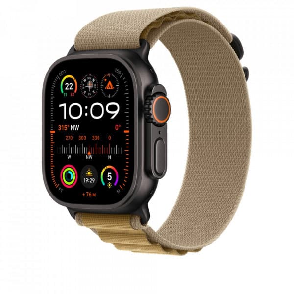 Apple Watch 49 mm saharafärgad Alpine-armband, liten, svart titan