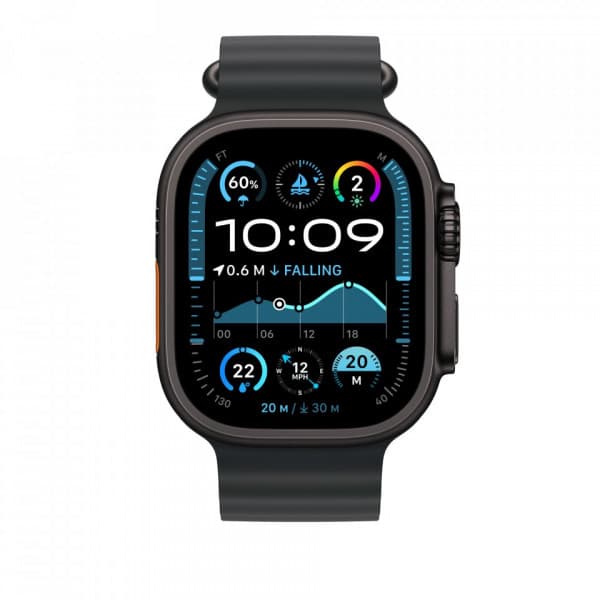 Apple Watch 49 mm svart Ocean-armband, svart titan