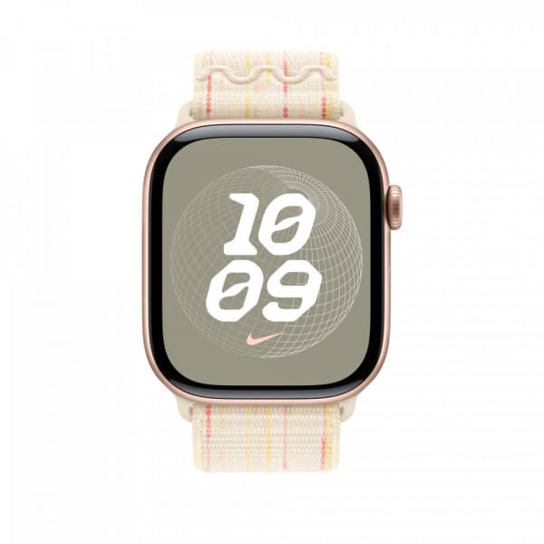 Apple Watch 46 mm Starlight/rosa Nike Sport Loop-armband (MYJE3)