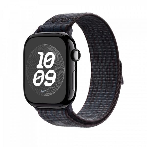 Apple Watch 46 mm musta/sininen Nike Sport Loop -ranneke (MYJD3)