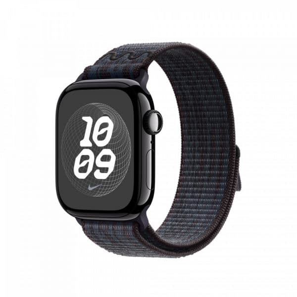 Apple Watch 42 mm svart/blå Nike Sport Loop-armband (MYJA3)