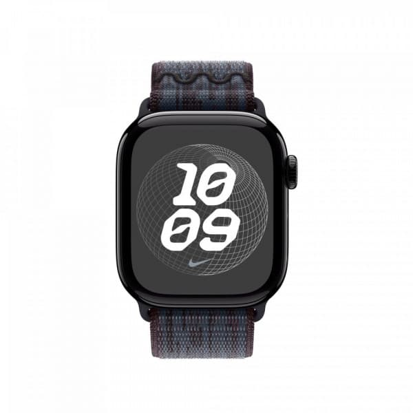 Apple Watch 42 mm svart/blå Nike Sport Loop-armband (MYJA3)
