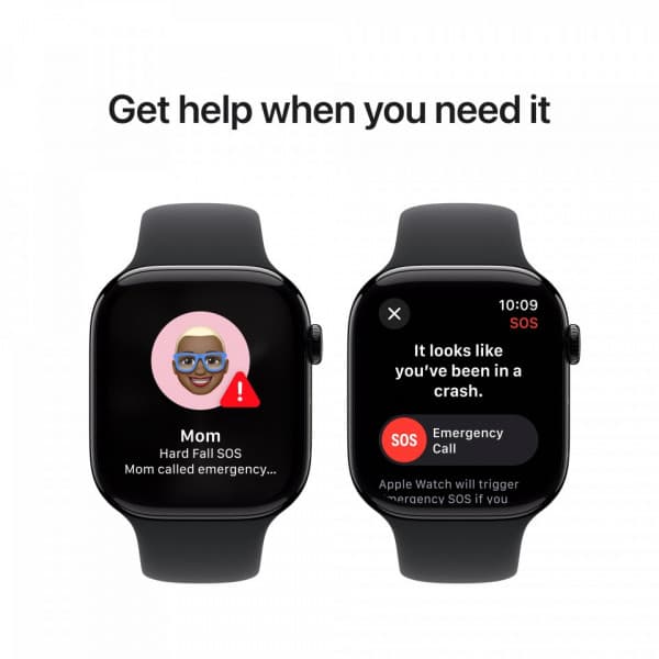 Apple Watch Series 10 (GPS) 46 mm peilimusta alumiinikuori ja musta urheiluranneke, M/L (MWWQ3)
