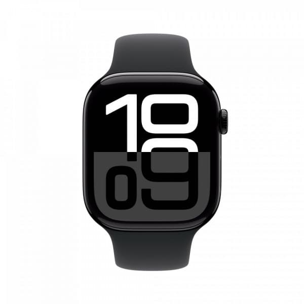 Apple Watch Series 10 (GPS) 46 mm peilimusta alumiinikuori ja musta urheiluranneke, M/L (MWWQ3)