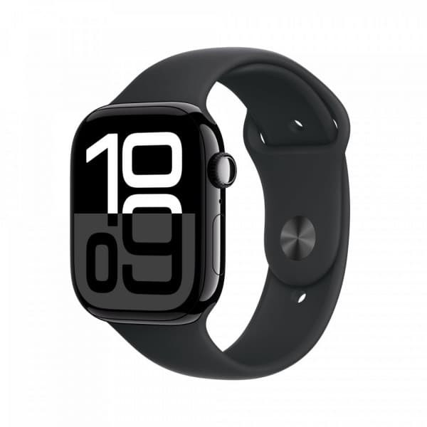 Apple Watch Series 10 (GPS) 46 mm peilimusta alumiinikuori ja musta urheiluranneke, M/L (MWWQ3)