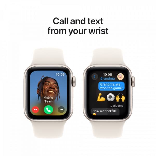 Apple Watch SE (GPS) 40 mm stjärnvit aluminiumhölje och stjärnvit sportarmband, S/M (MXEF3)