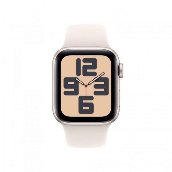 Apple Watch SE (GPS) 40 mm stjärnvit aluminiumhölje och stjärnvit sportarmband, S/M (MXEF3)
