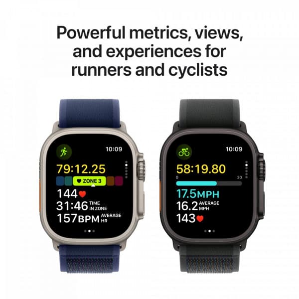 Apple Watch Ultra 2 (GPS + Cellular) 49 mm svart titanboett och svart Milanese-armband, medelstor (MX5U3)