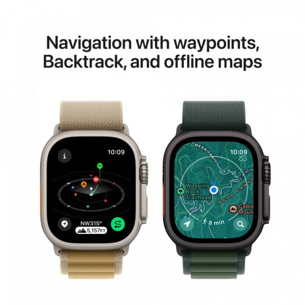 Apple Watch Ultra 2 (GPS + Cellular) 49 mm svart titanboett och svart Milanese-armband, medelstor (MX5U3)