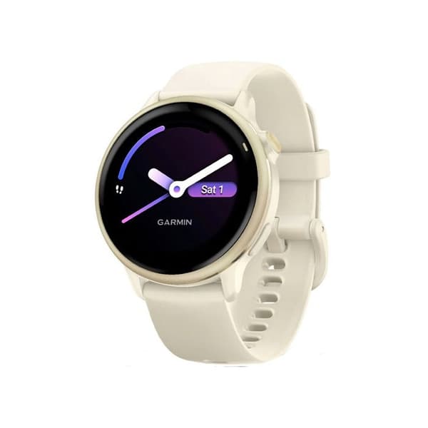 Montre smart Garmin vívoactive 6, Lunar Gold bezel med elfenbensfärgad kapsel