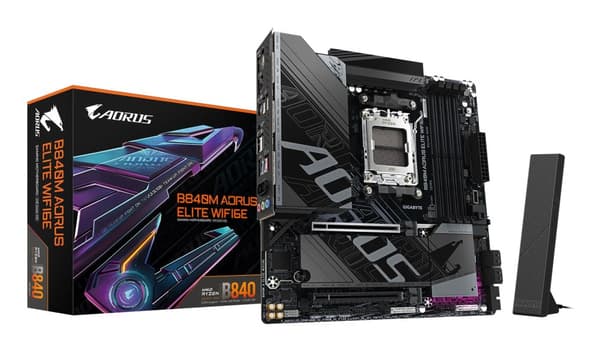 GIGABYTE B840M AORUS ELITE WIFI6E Motherboard - AMD Ryzen 9000 CPUs, 10+2+2 Phases VRM, up to 8200MHz DDR5(O.C), 2xPCIe