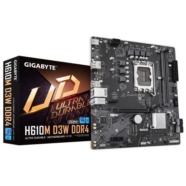 GIGABYTE H610M D3W DDR4 Motherboard - Supports 14th Gen. Intel Core CPUs, 5+1+1 phases VRM, up to 3200MHz DDR4, 1xPCIe 3