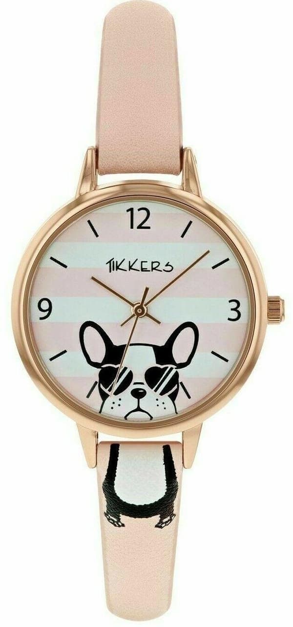 TIKKERS Fransk Bulldog Barnklocka Set m Armband o Purse