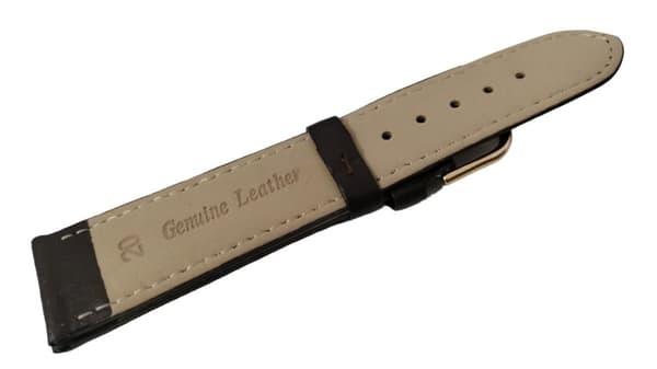 Äkta Läder Klockarmband i 20mm . Mörkbrun