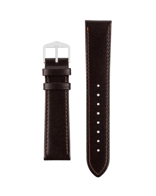 Äkta Läder Klockarmband i 20mm . Mörkbrun
