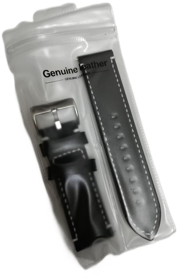 Äkta Läder Vattentätt Klockarmband i 24mm m 2 sprintar . Svart