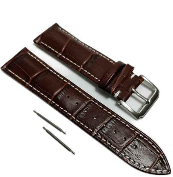 Äkta Läder Vattentätt Klockarmband i 20mm m 2 sprintar . Brun