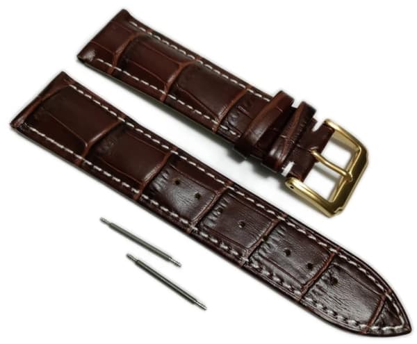 Äkta Läder Vattentätt Klockarmband i 20mm m 2 sprintar . Brun