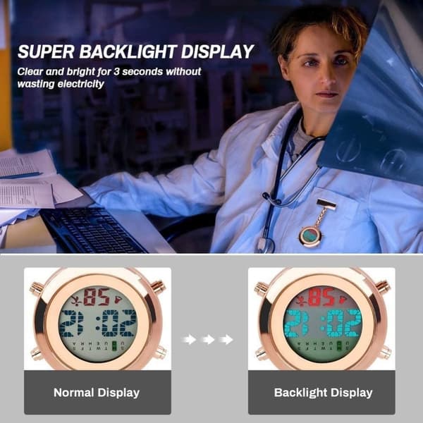 Digital Sjuksköterskeklocka m Belysning Alarm mm . Vårdklocka