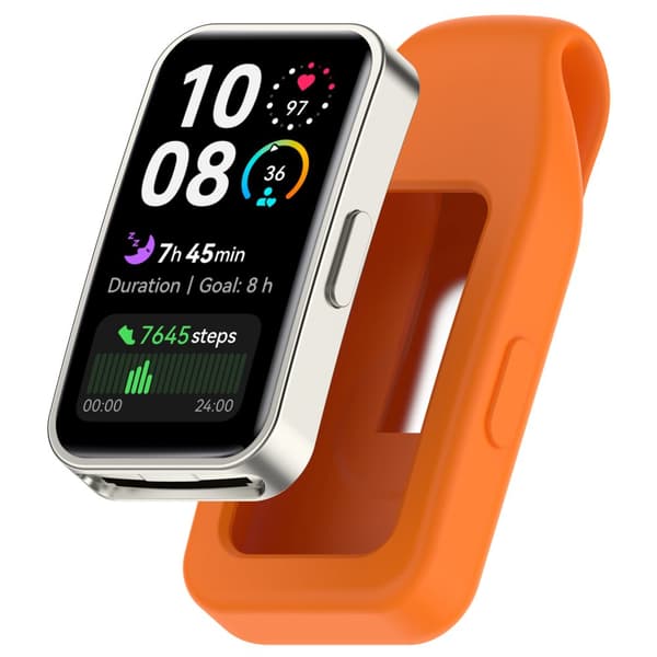 INF Stålklipsspenne for Huawei Band 10/9/8 - Silikon Oransje