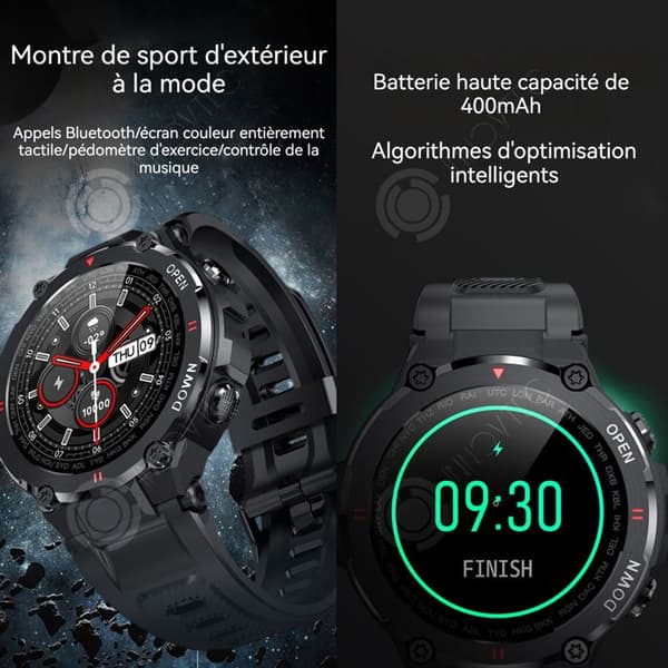 INN Smartwatch 1,28 tum 400mAH Smartklocka med rörelsedetektering Heltäckande pekskärm Bluetooth 5.0 svart