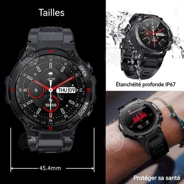 INN Smartwatch 1,28 tum 400mAH Smartklocka med rörelsedetektering Heltäckande pekskärm Bluetooth 5.0 svart