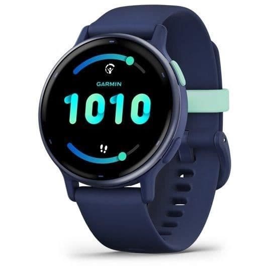 Ansluten GPS-klocka - GARMIN - Vivoactive 5 - WiFi - 30,4 mm (1,2") - Metallisk blå med blå rem