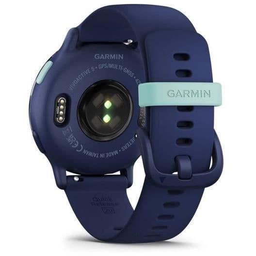 Ansluten GPS-klocka - GARMIN - Vivoactive 5 - WiFi - 30,4 mm (1,2") - Metallisk blå med blå rem