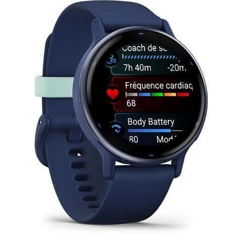 Ansluten GPS-klocka - GARMIN - Vivoactive 5 - WiFi - 30,4 mm (1,2") - Metallisk blå med blå rem