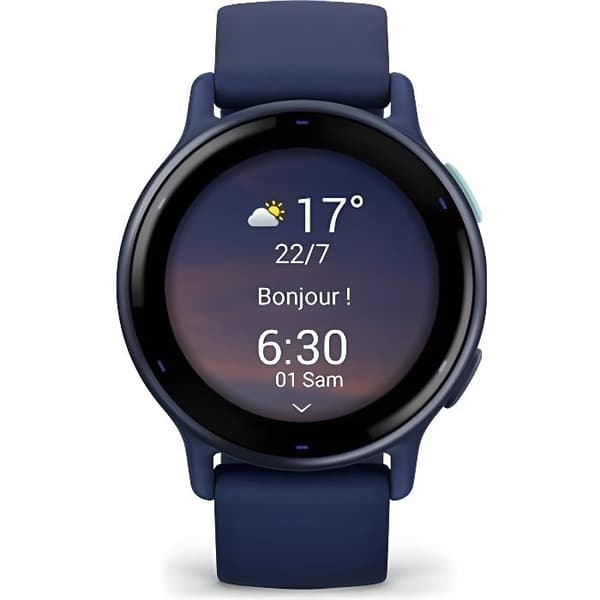 Ansluten GPS-klocka - GARMIN - Vivoactive 5 - WiFi - 30,4 mm (1,2") - Metallisk blå med blå rem