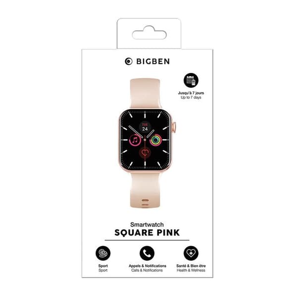 Montre Connectée Carrée Bluetooth Autonomie 7 dagar Vattentålighet IP67 BigBen Connected Rosa