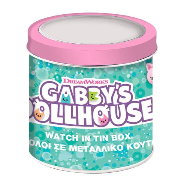 Ur til små børn Gabby's Dollhouse 000574089 - TIN BOX Ø 33 mm